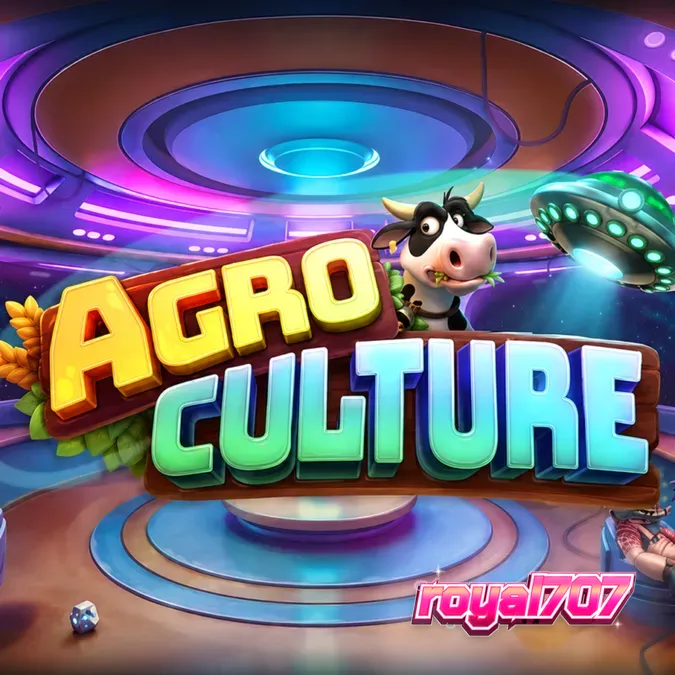 Tampilan visual slot AgroCulture dengan tema peternakan dan elemen alien.